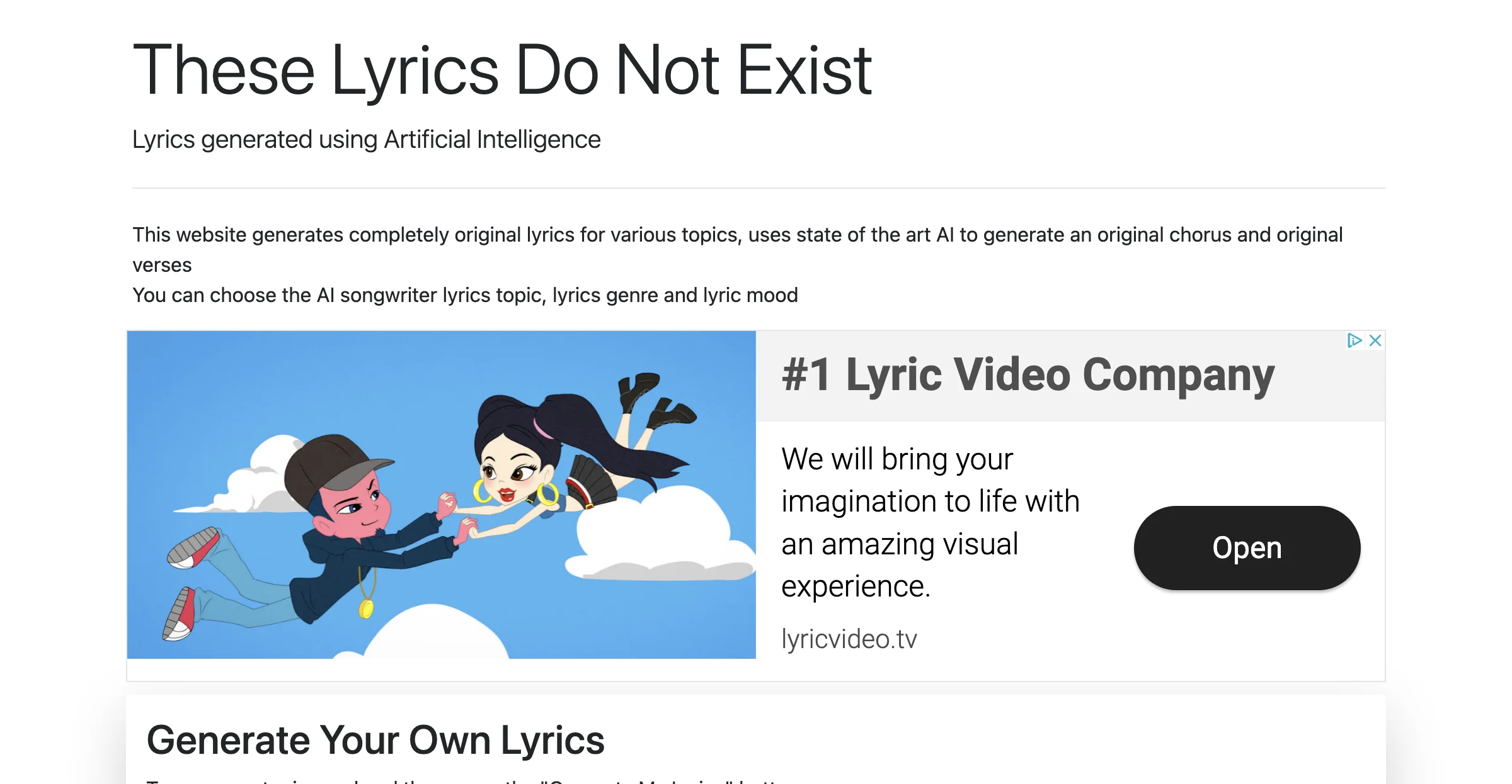 Artificial Intelligence Songwriter – These Lyrics Do Not Exist