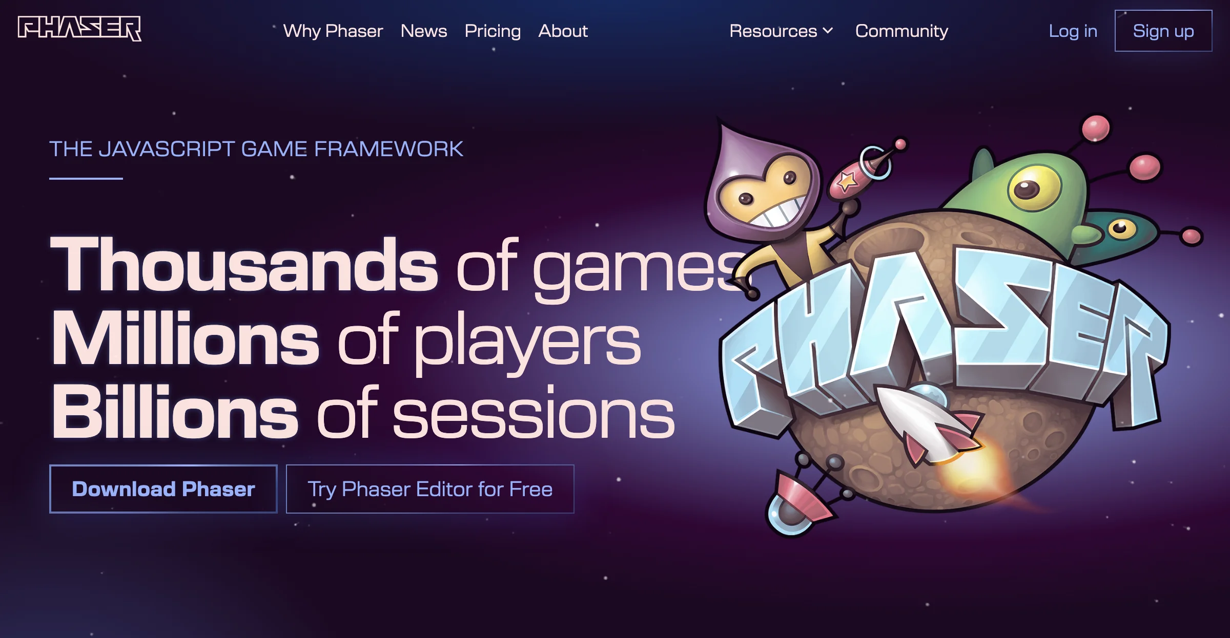 Phaser - A fast, fun and free open source HTML5 game framework