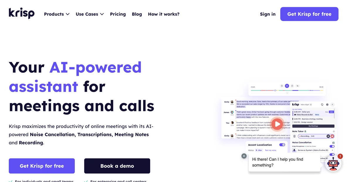 Krisp: Revolutionizing Meetings with AI Noise Cancellation and More