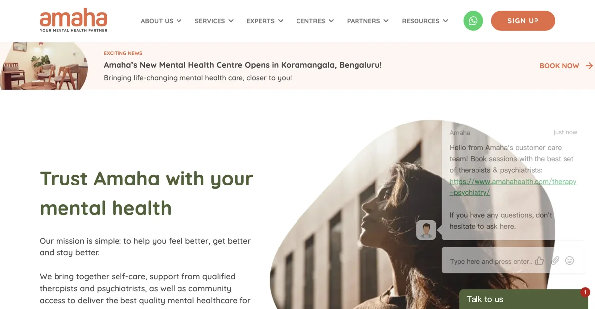 Amaha: Comprehensive Mental Health Services in India