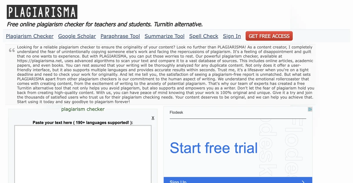 PLAGIARISMA: The Ultimate Free Plagiarism Checker