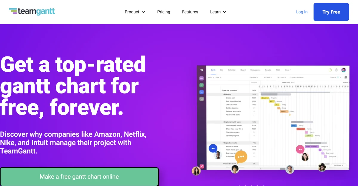 TeamGantt: The Easiest FREE Gantt Chart Maker Online