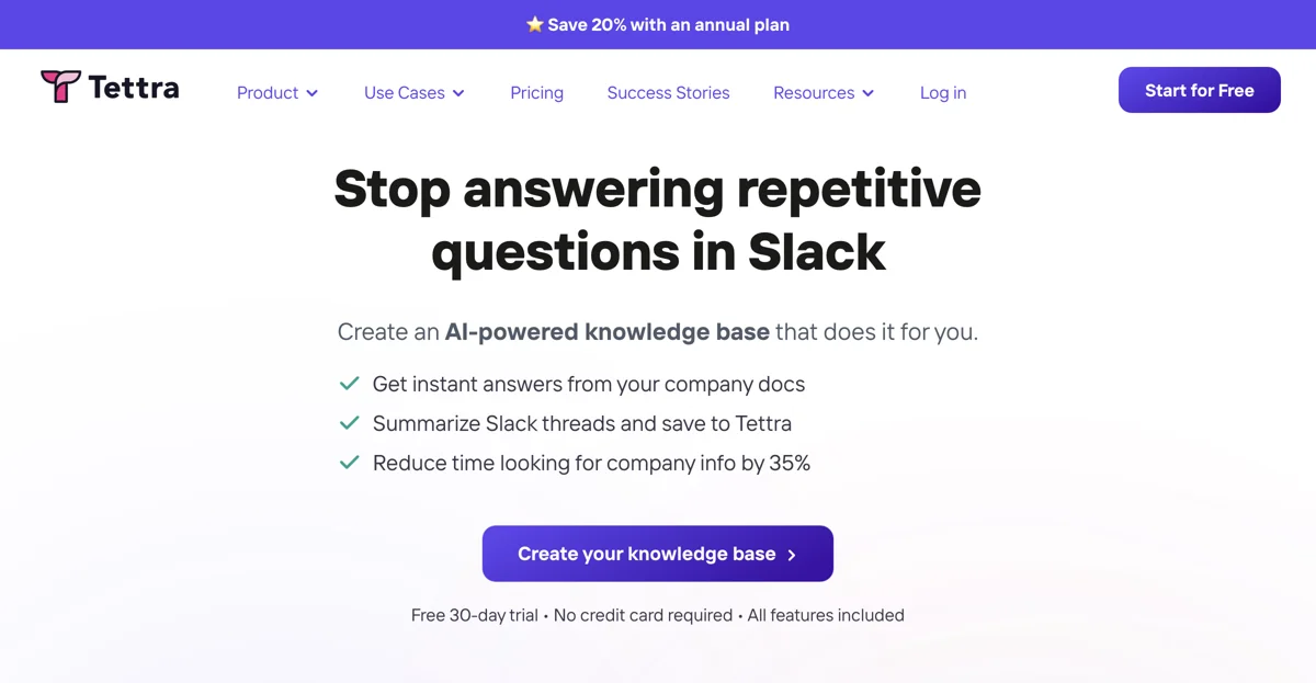 Tettra: AI-Powered Internal Knowledge Base & Management