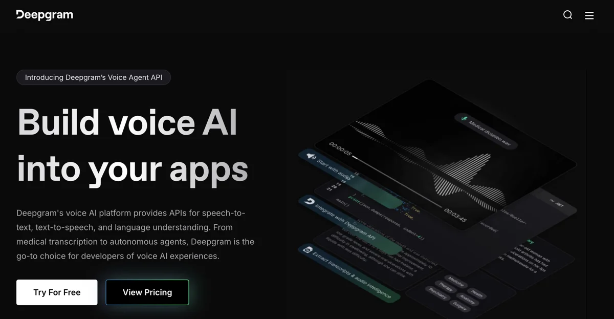 Deepgram: Advanced Voice AI APIs for Speech-to-Text and Text-to-Speech