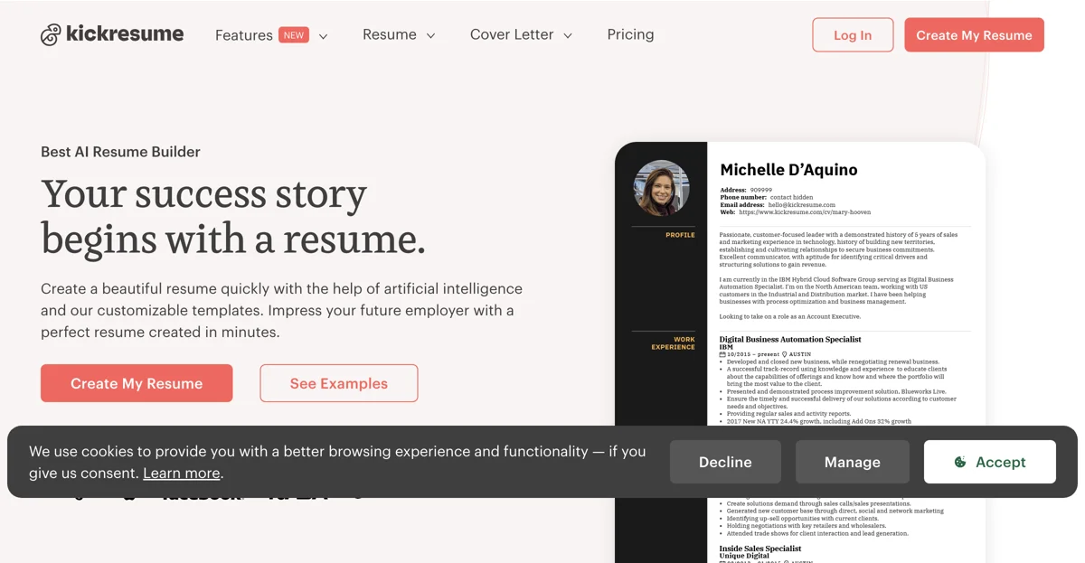 Kickresume: The Best AI Resume & Cover Letter Builder Online