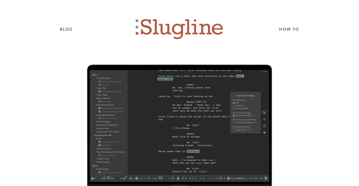 Slugline - Công cụ viết kịch bản tuyệt vời