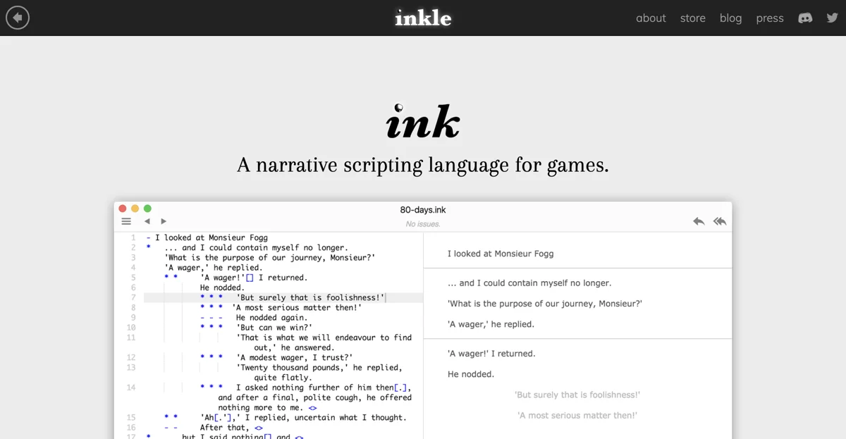 ink - The Ultimate Narrative Scripting Language for Games