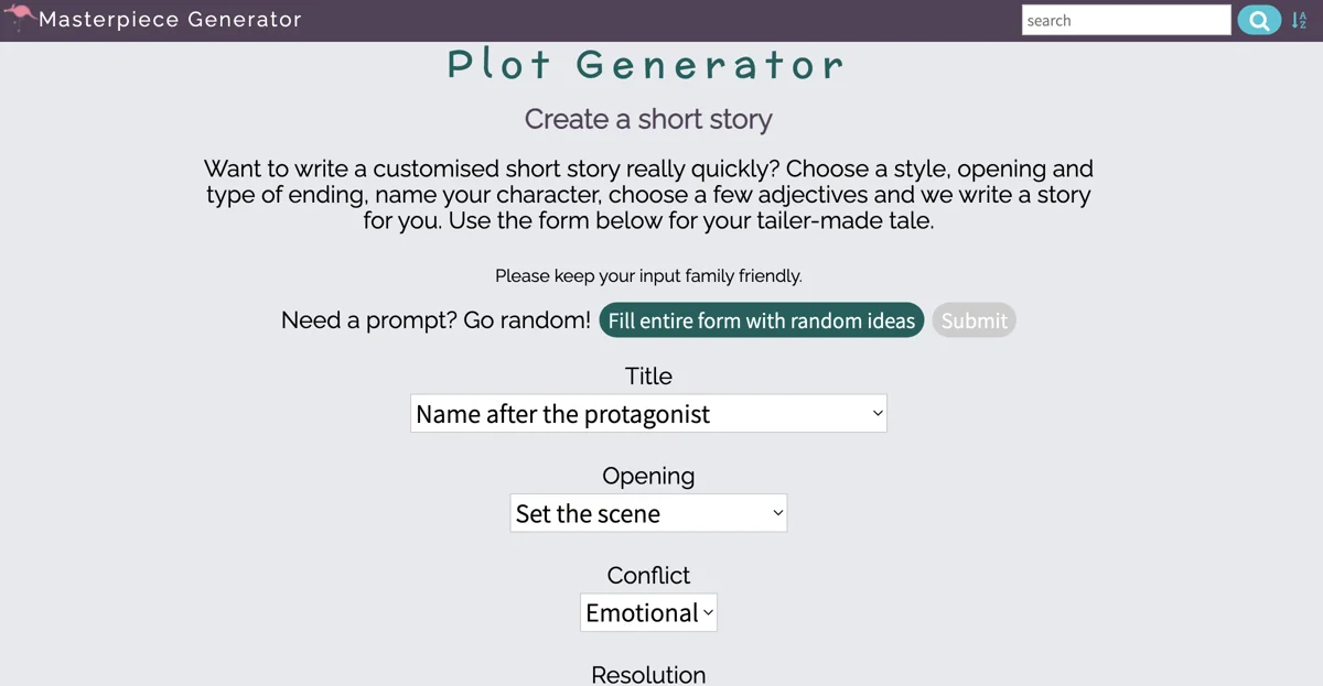 Masterpiece Generator: Create Your Custom Short Story