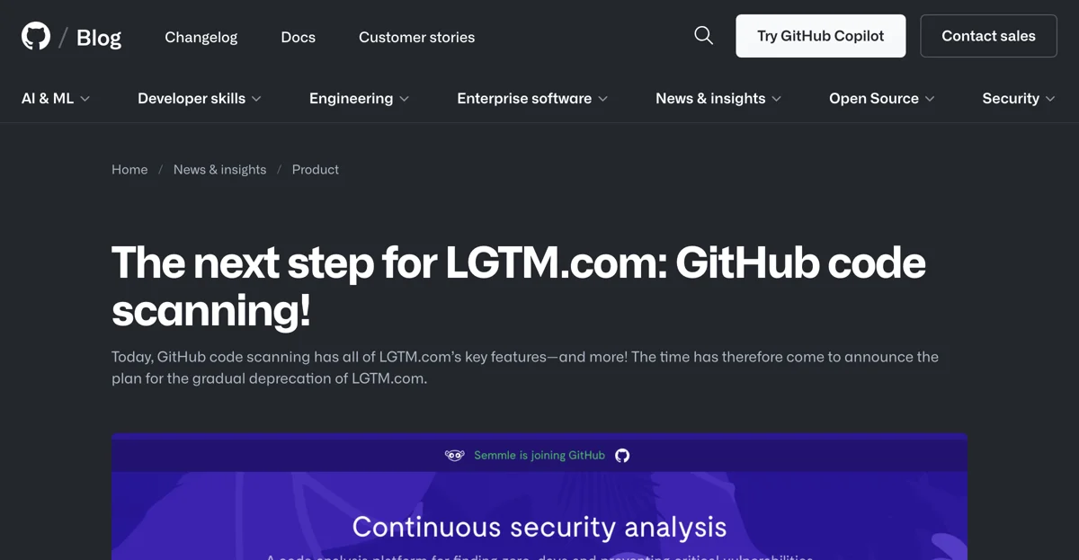 LGTM.com 迈向 GitHub 代码扫描的新征程