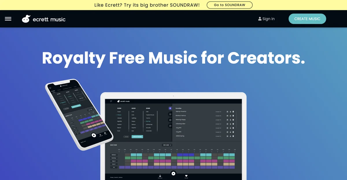 Create Royalty-Free Music Effortlessly with ecrett music