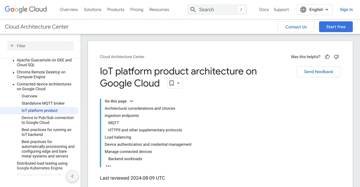 Comprehensive IoT Platform Architecture on Google Cloud