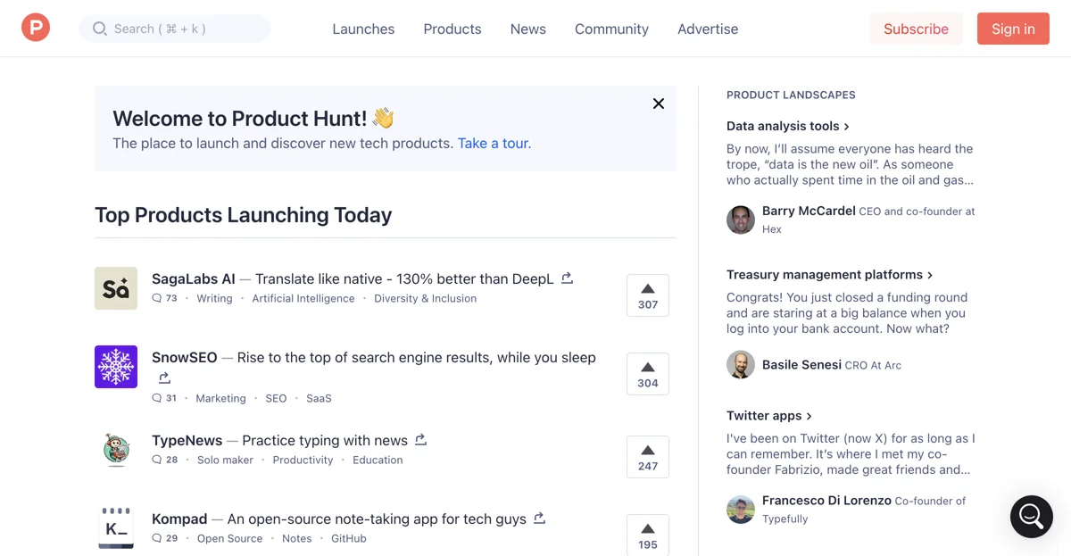 Explore Innovative Tech Products on Product Hunt