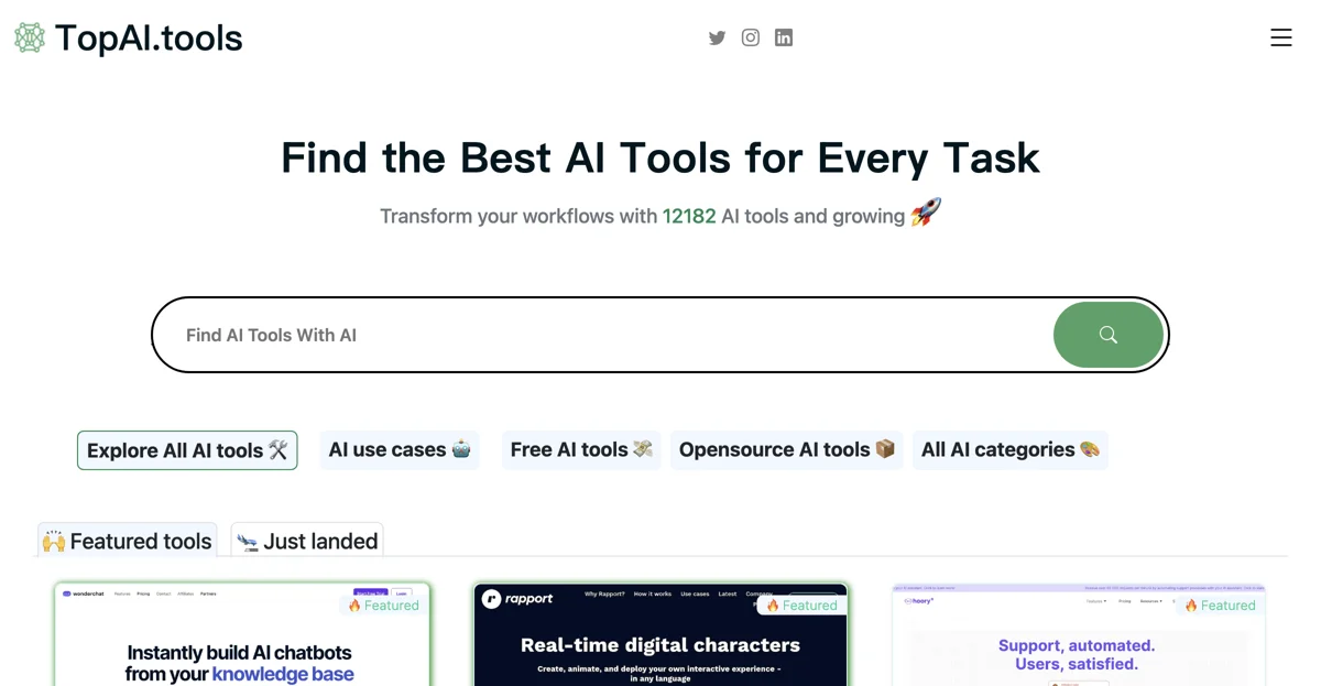 あらゆるタスクに最適なAIツールを見つける - TopAI.tools