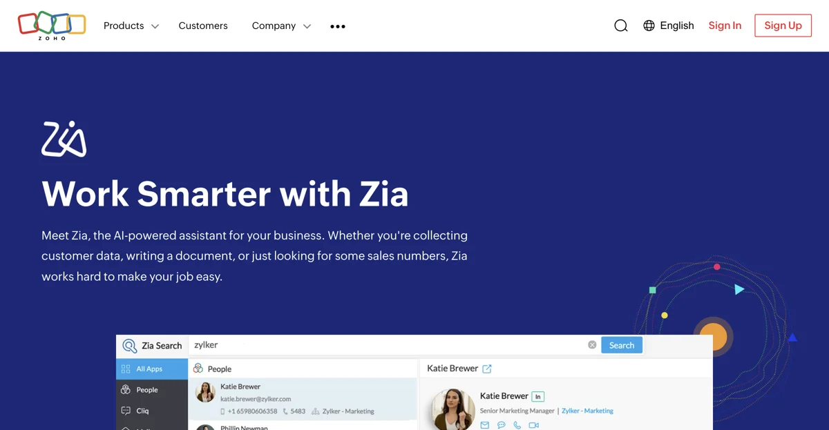 Zia—Zoho's AI Assistant for Business