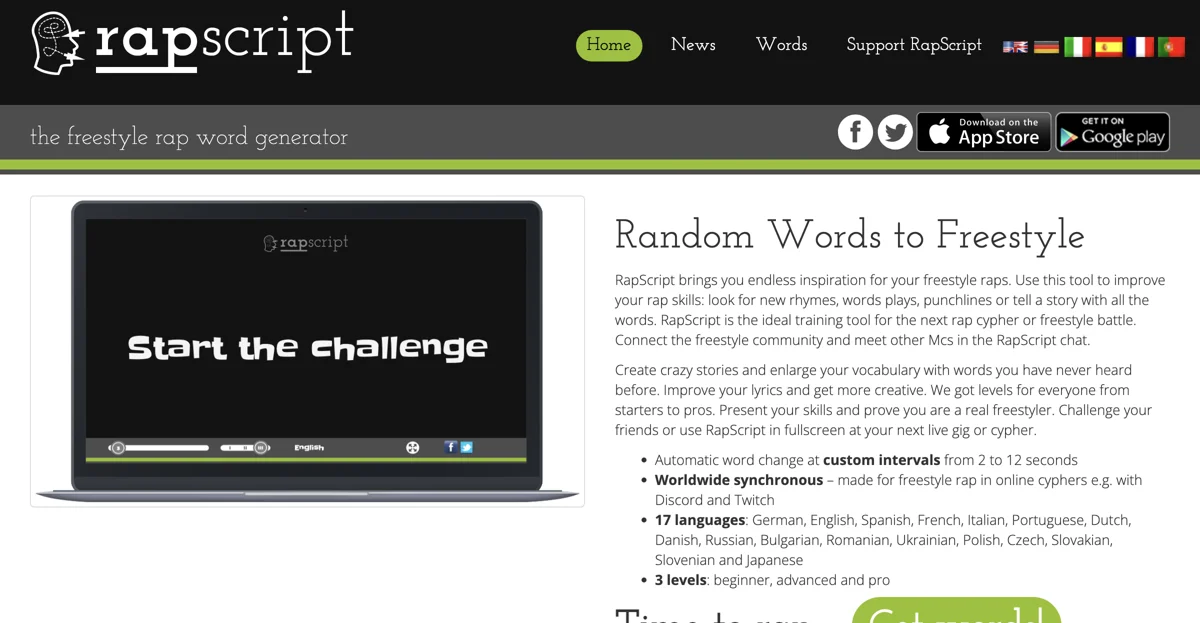 RapScript: Elevate Your Freestyle Rap Skills with Word Generation