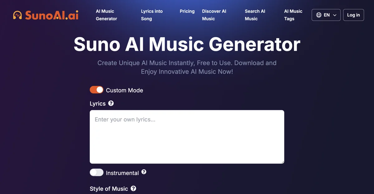 SunoAI: Free AI Music Generator for Unique Tracks