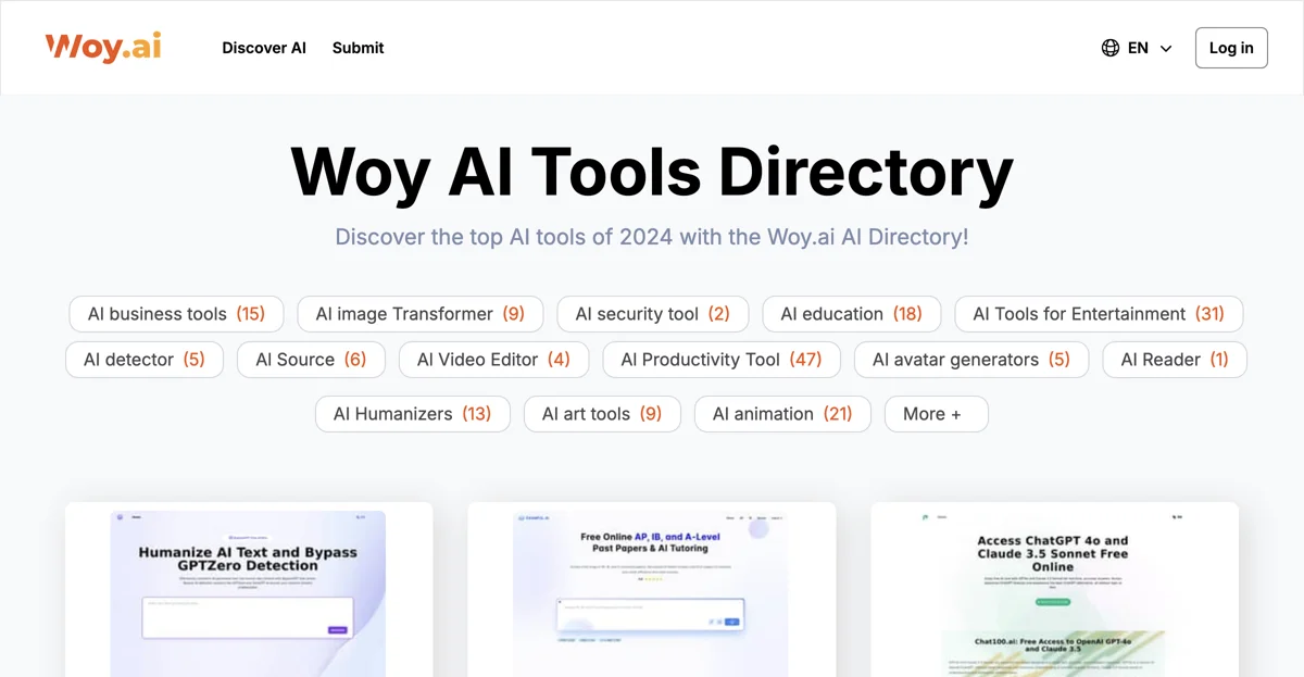 Discover the Best AI Tools of 2024 with Woy AI Directory