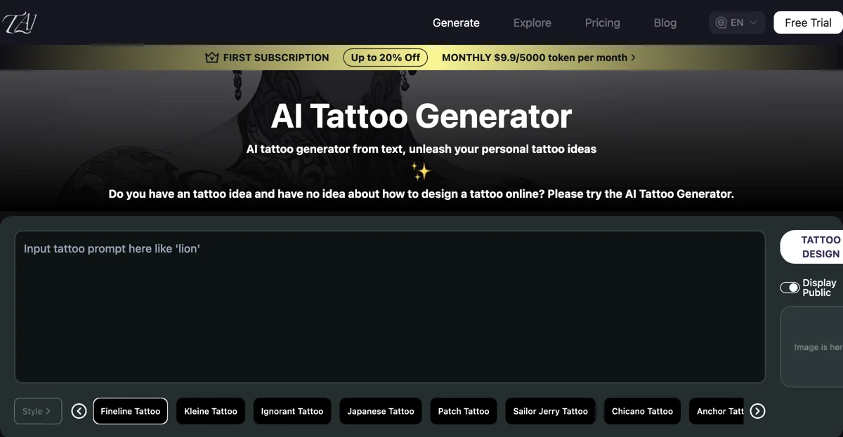 AI Tattoo Generator - Tạo Hình Xăm Độc Đáo