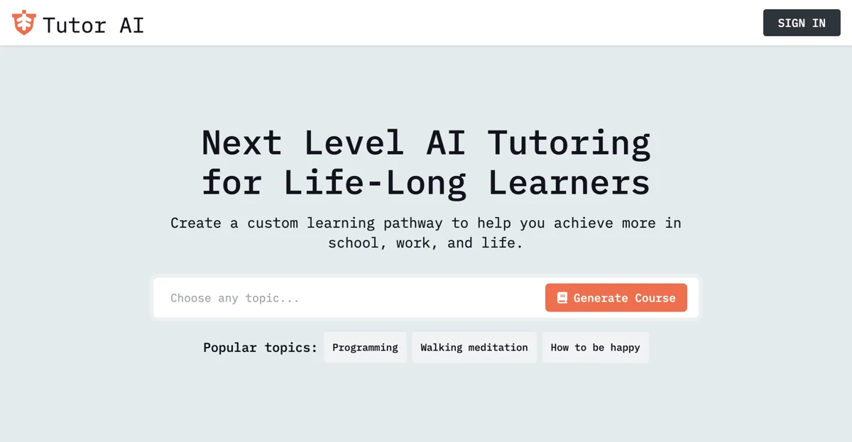 Tutor AI: Your Personal AI Tutor for Lifelong Learning