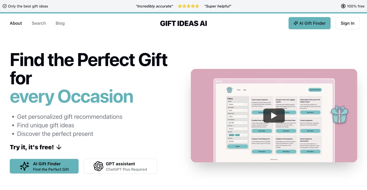 Gift Ideas AI: Free AI Gift Finder & Idea Generator