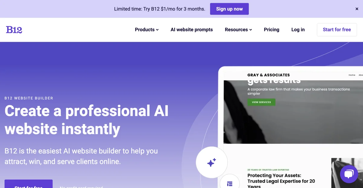 B12: The Easiest AI Website Builder for Your Business