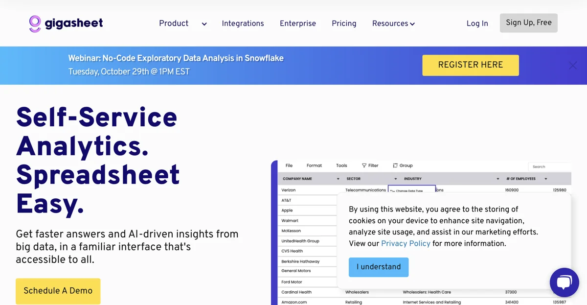 Gigasheet: Self-Service Analytics Made Spreadsheet Easy