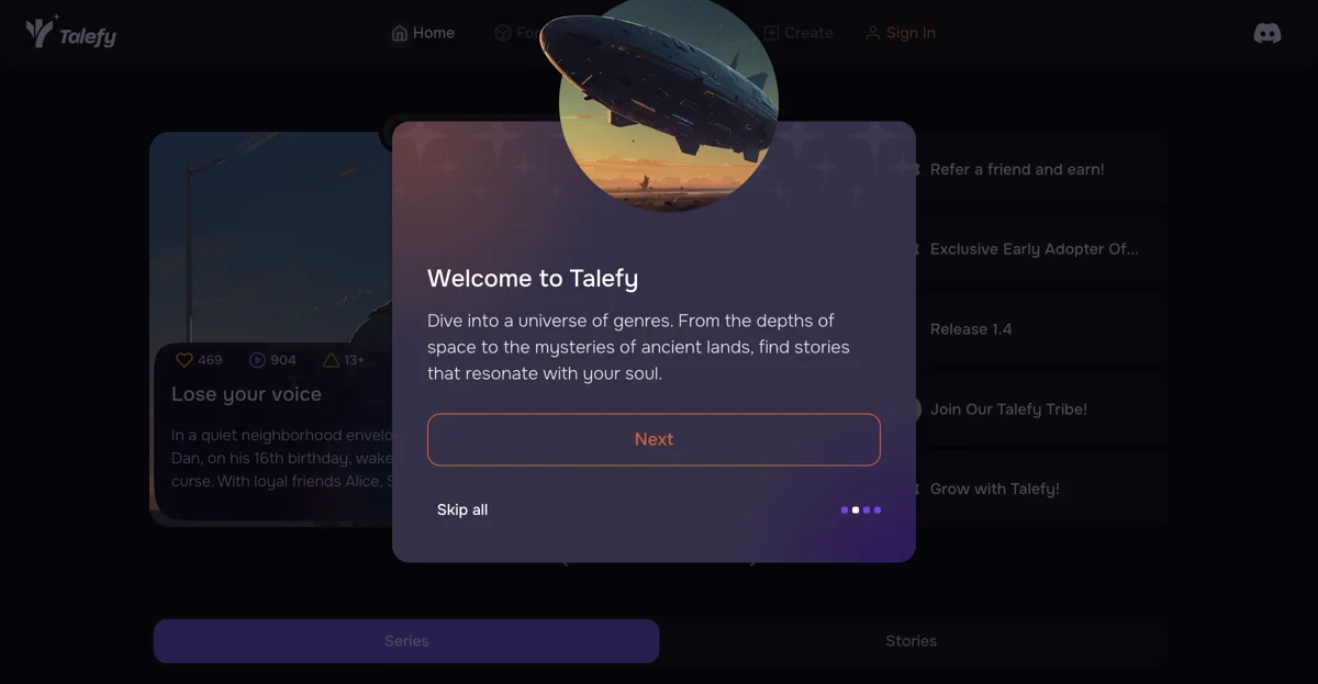 Talefy: Explore Interactive AI Stories and Create Your Own