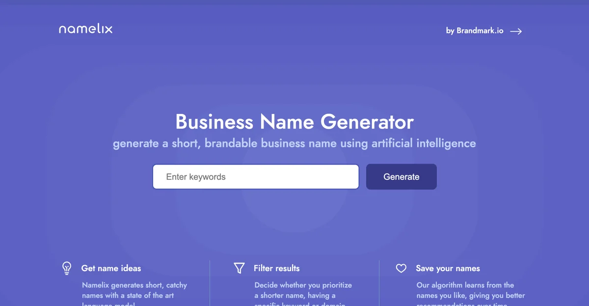 Discover Unique Business Names with Namelix - AI Name Generator