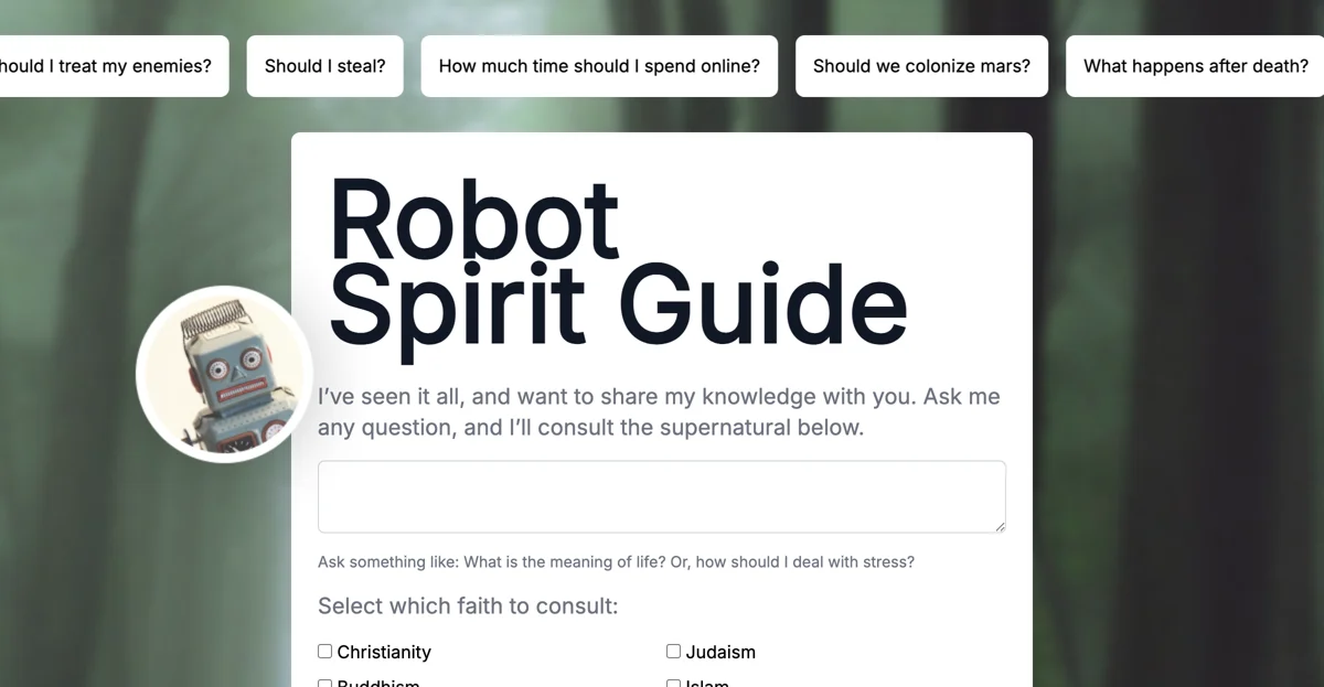 Robot Spirit Guide - Khám Phá Những Câu Hỏi Tâm Linh Từ Nhiều Tôn Giáo