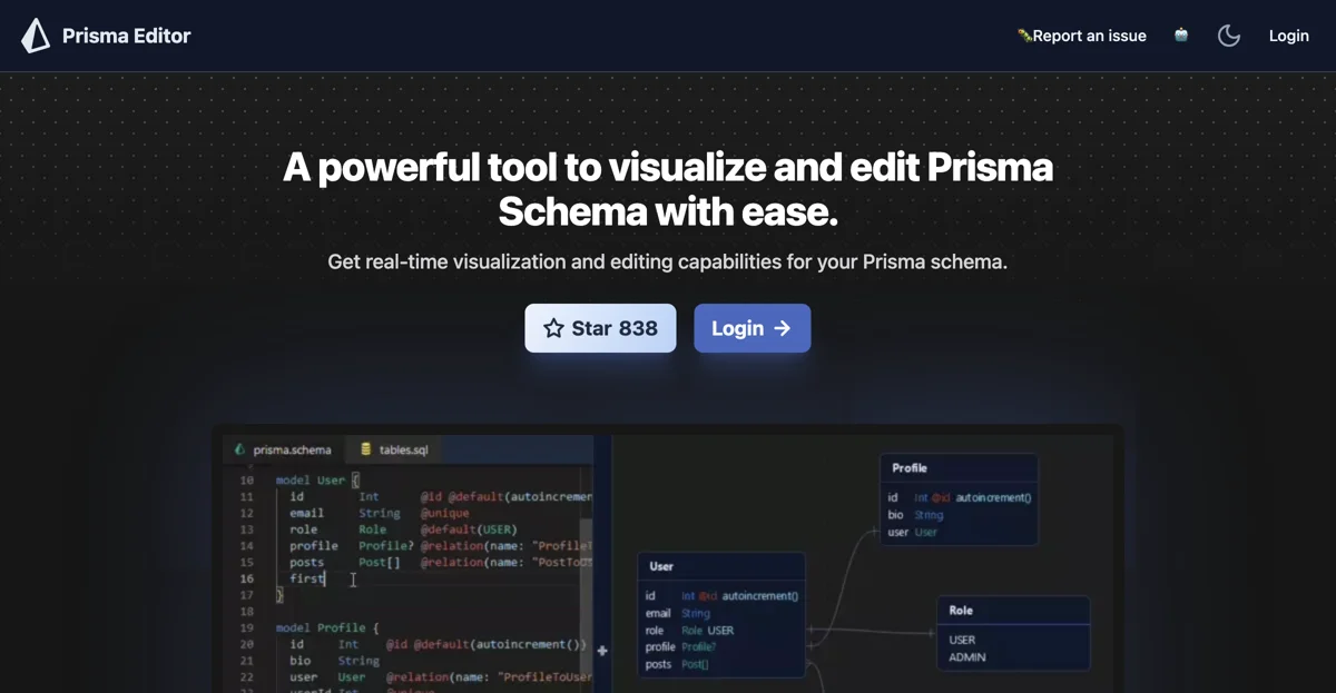 Prisma Editor | Visualize and Edit Prisma Schemas