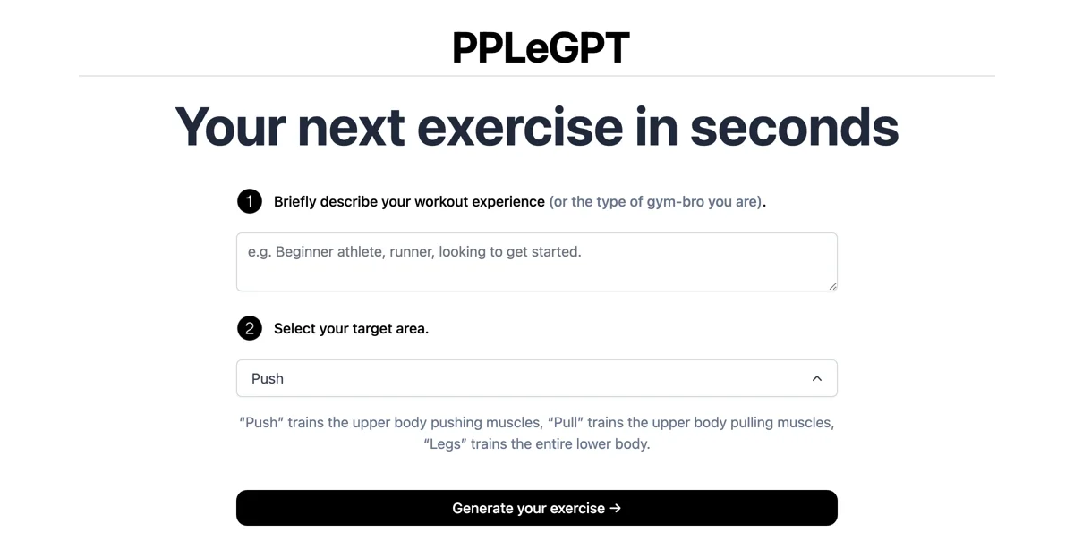 PPLeGPT: Your AI Fitness Coach for Quick Workout Planning