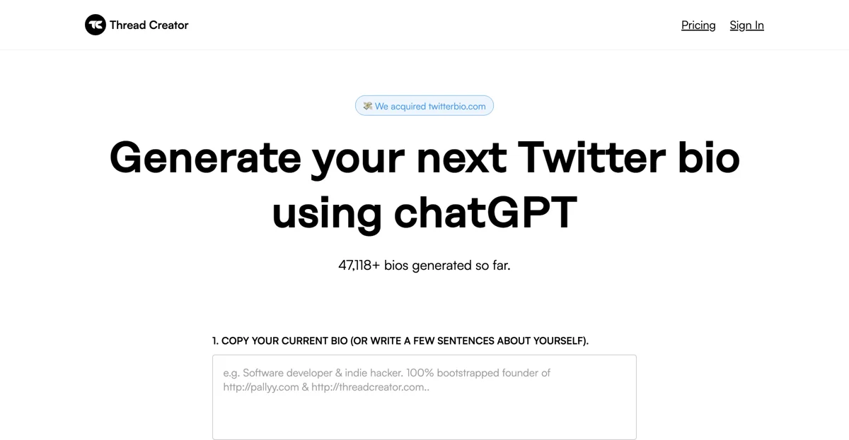 Create Engaging Twitter Bios Effortlessly with Thread Creator