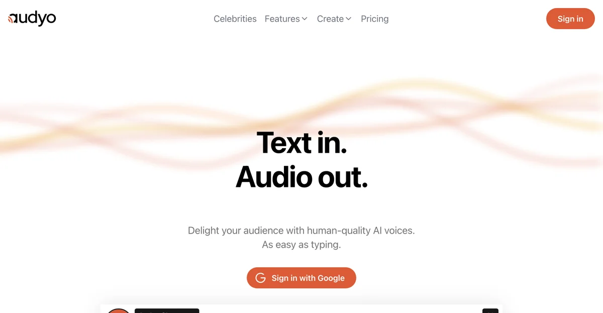 Audyo: Transform Text into Engaging Audio with AI Voices