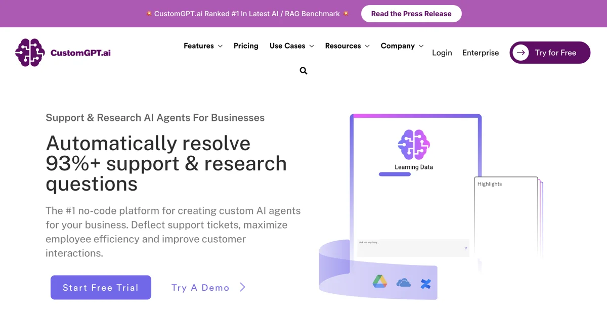 CustomGPT.ai: AI Agents for Business Efficiency