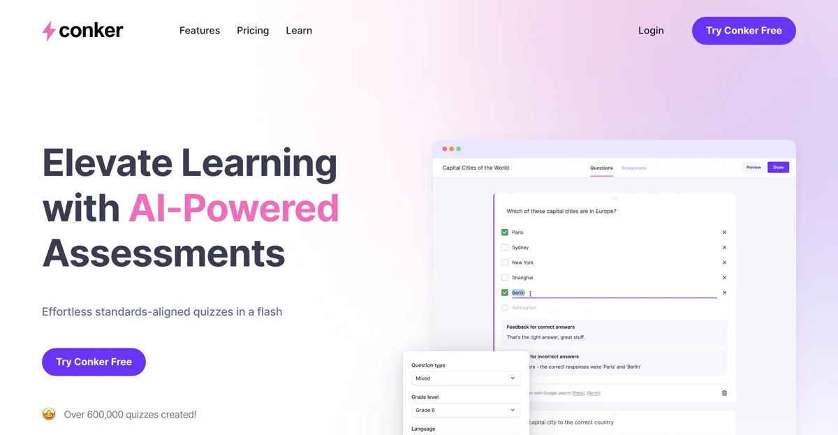 Conker: Transform Your Classroom with AI-Powered Quizzes