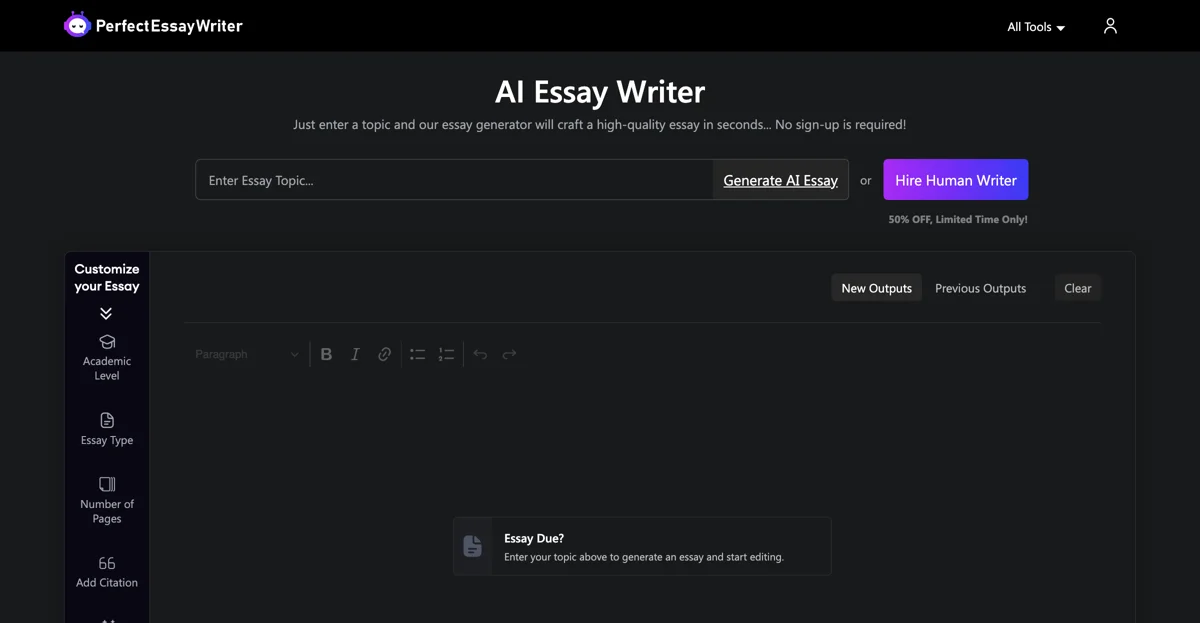 PerfectEssayWriter.ai - AI Essay Writer hỗ trợ tạo bài luận chất lượng với trích dẫn