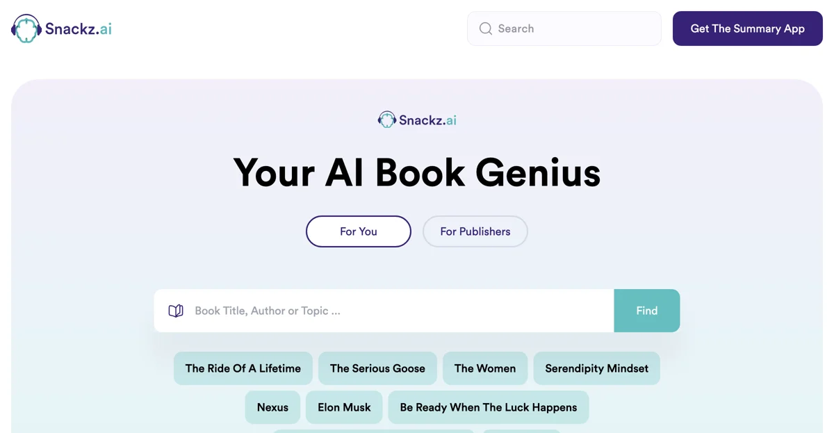 Snackz.ai: Your AI-Powered Book Summary Companion