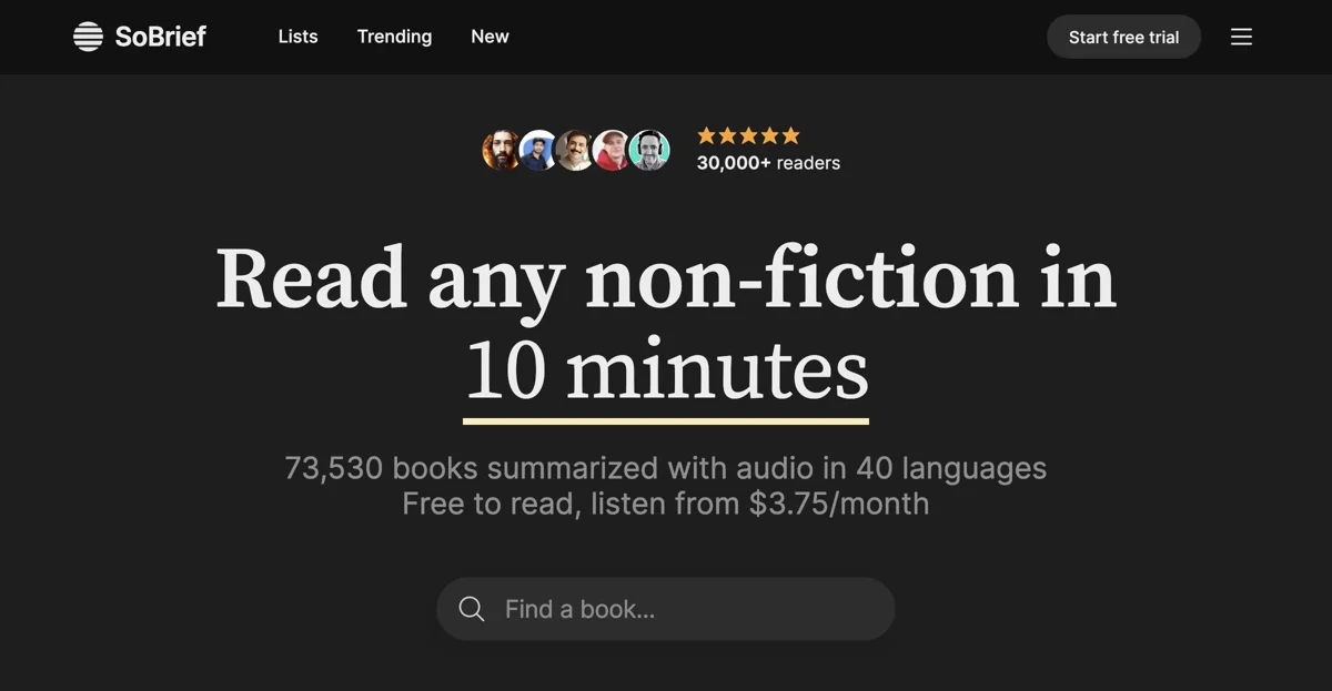 SoBrief: 73,530 Free Book Summaries, Audio, 40 Languages