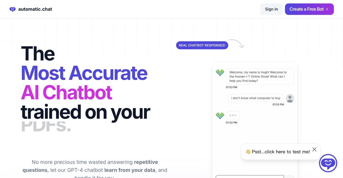 Automatic Chat | Chatbot AI Chính Xác Nhất Cho Website Của Bạn