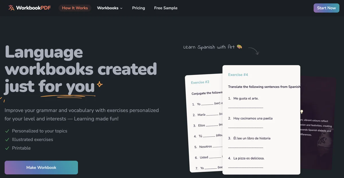 WorkbookPDF: Fun & Personalized Language Learning Workbooks