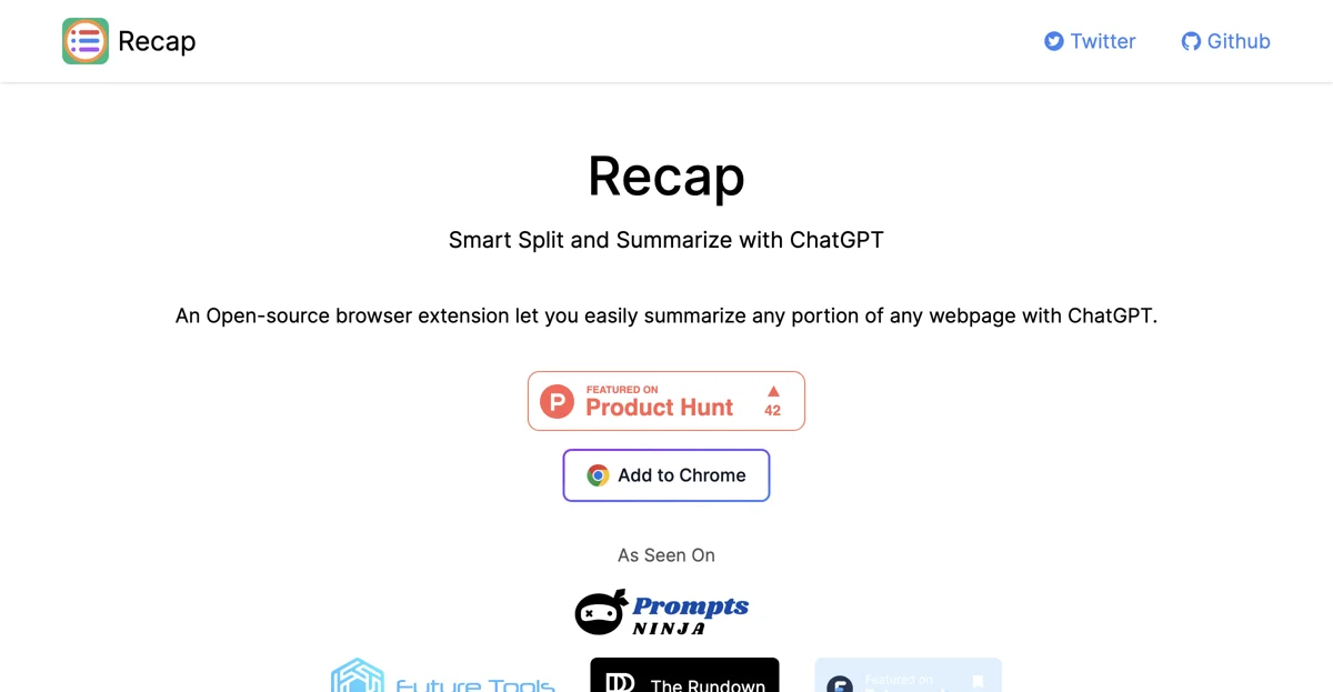 Recap: Smart Split and Summarize with ChatGPT