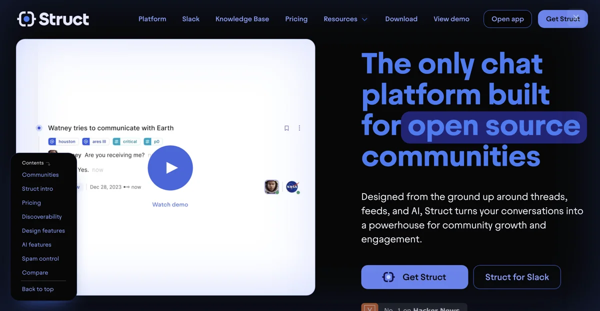 Struct: The Chat Platform for Open Source Communities