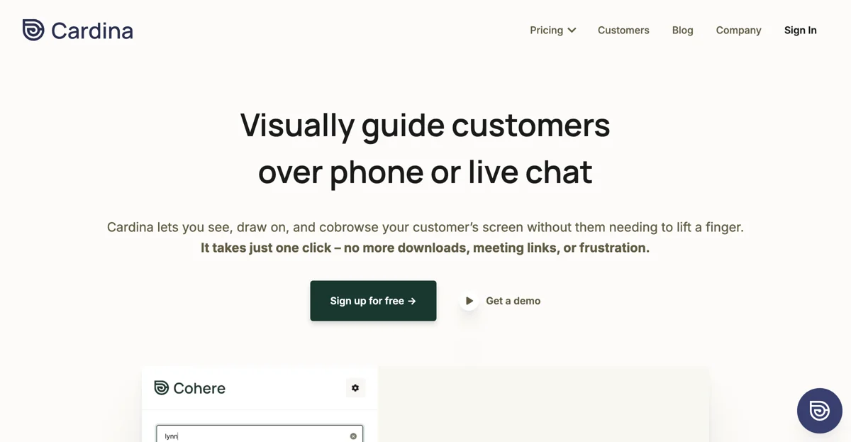 Cardina: Enhance Customer Support with Visual Guidance