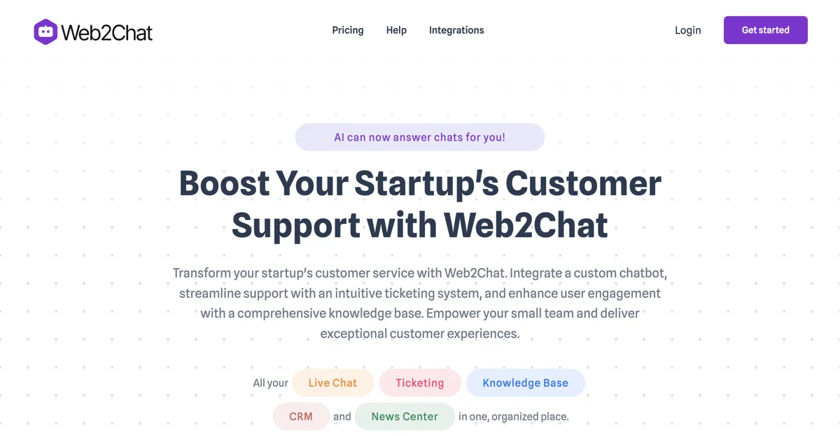 Web2Chat - Transform Customer Support with AI-Powered Live Chat