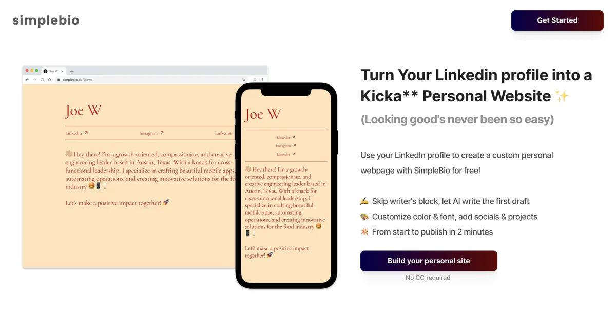 Transform Your LinkedIn with SimpleBio: Create a Personal Website