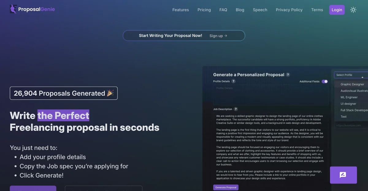 Proposal Genie: Effortless Freelance Proposals in Minutes