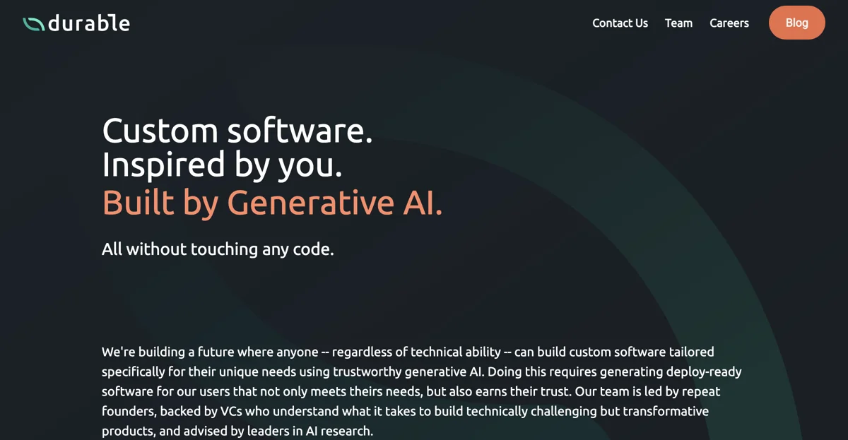 Durable: Build Custom Software with Generative AI Effortlessly