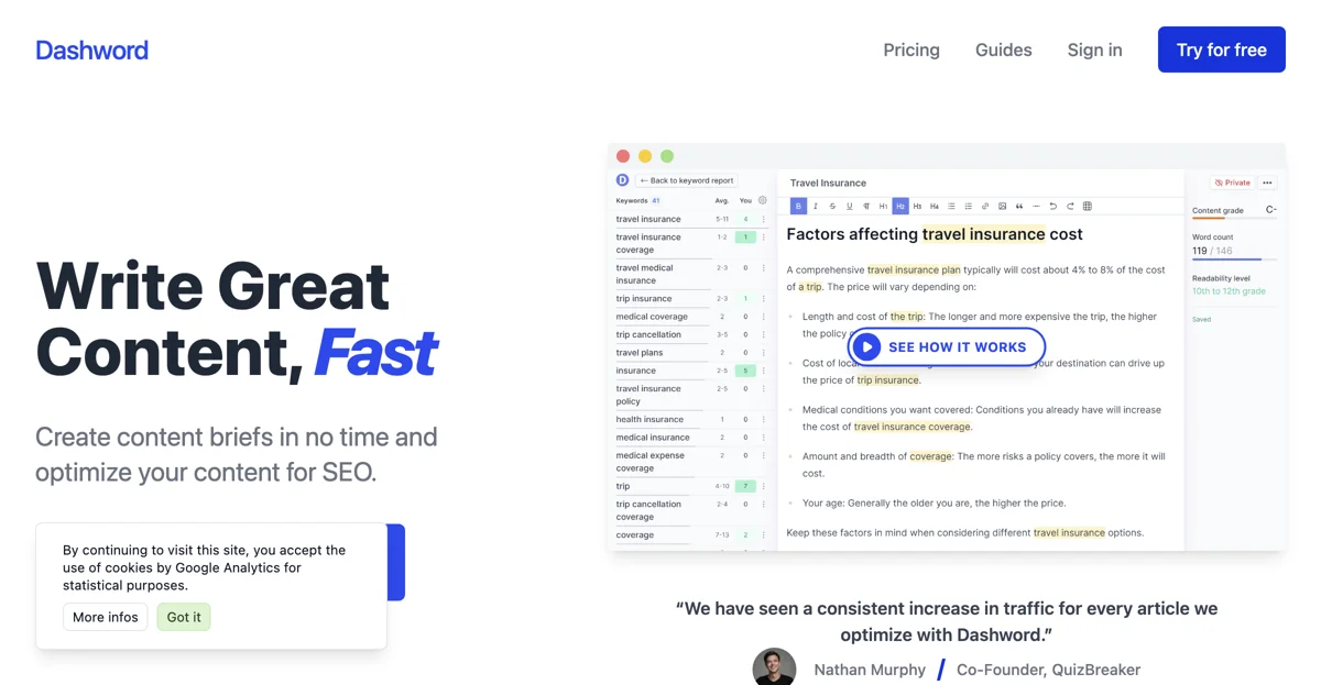 Dashword: Optimize Your Content for SEO Effortlessly