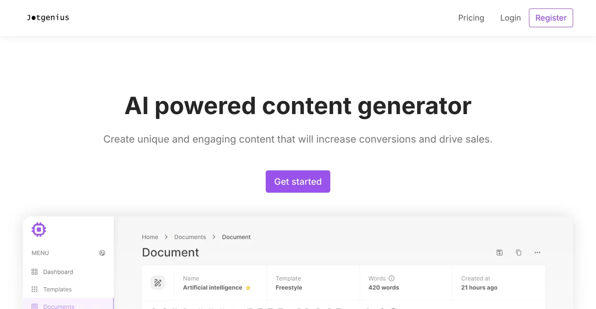 Jotgenius: The Ultimate AI Content Generator