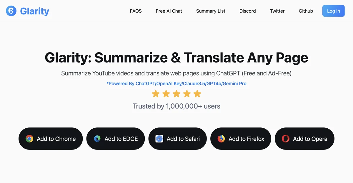 Glarity - Free ChatGPT YouTube Summary/Translate Webpage Extension